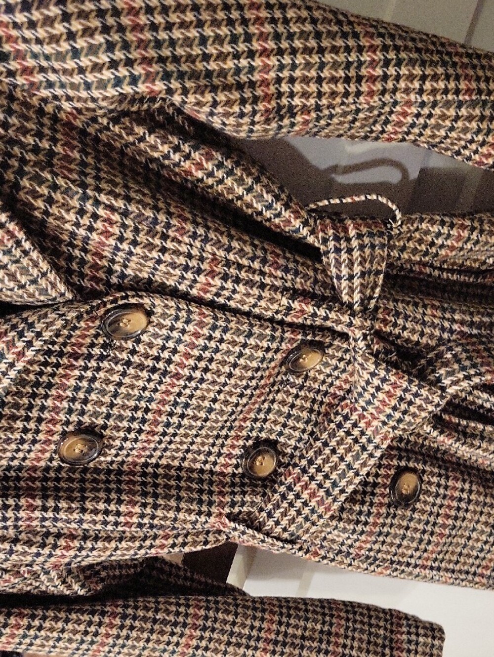 Me Jane Brown Multi Houndstooth Belted Trench Coat - Picture 5 of 9